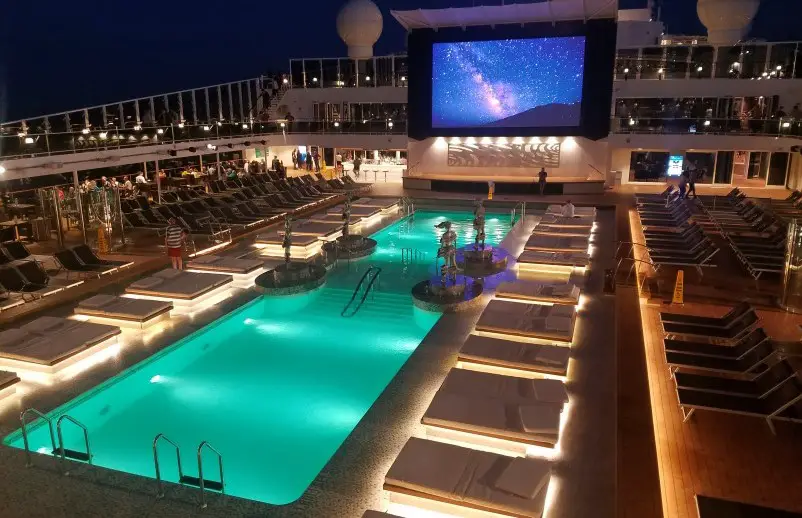 MSC Meriviglia top deck pool at night