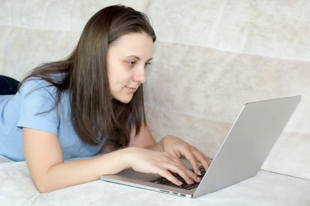 girl working at computer