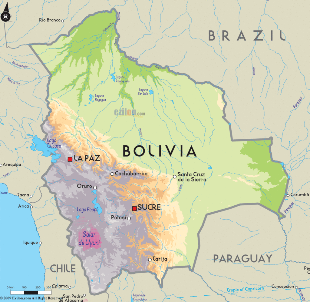 map of bolivia