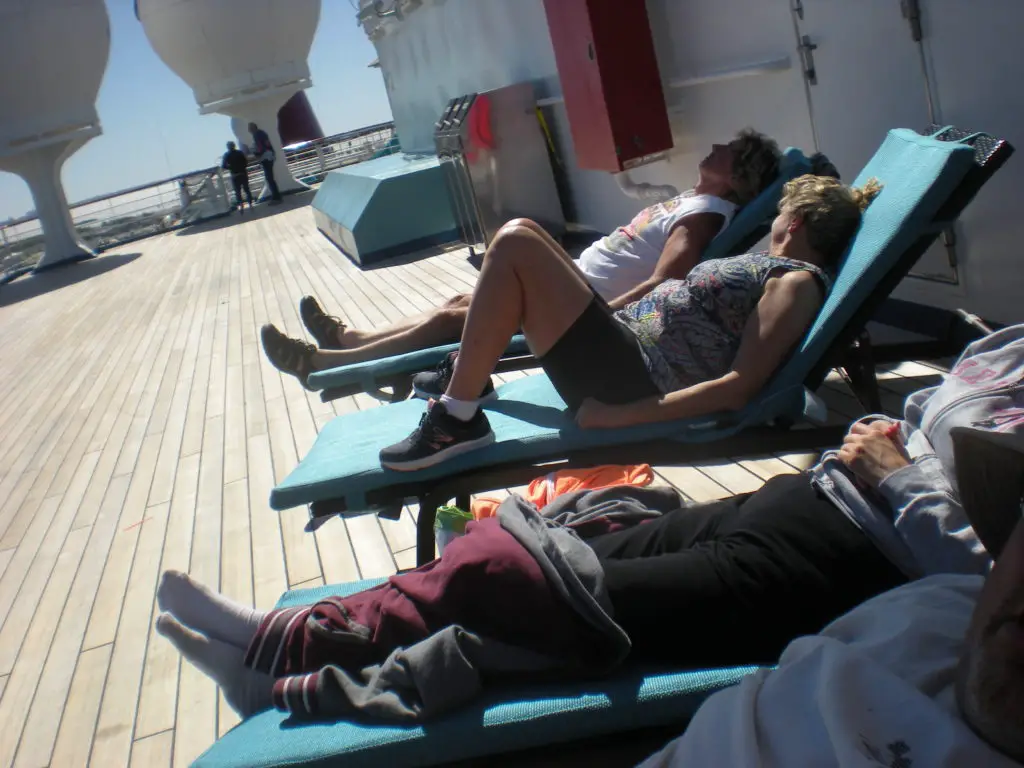 buried in sweatshirts on a cruise