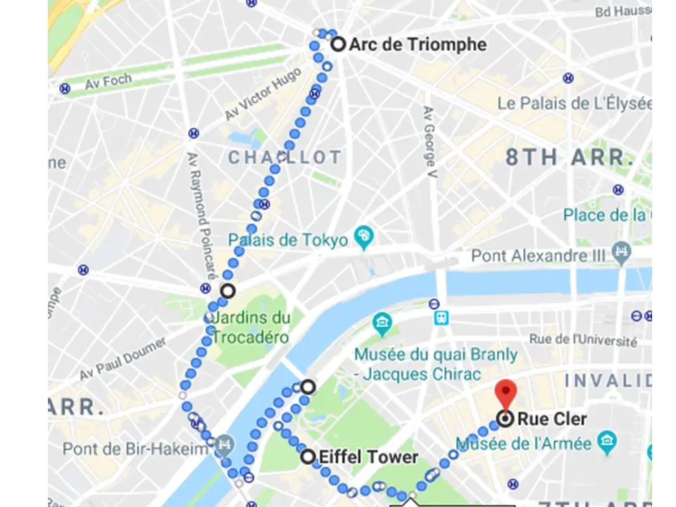 Map to Eiffel Tower