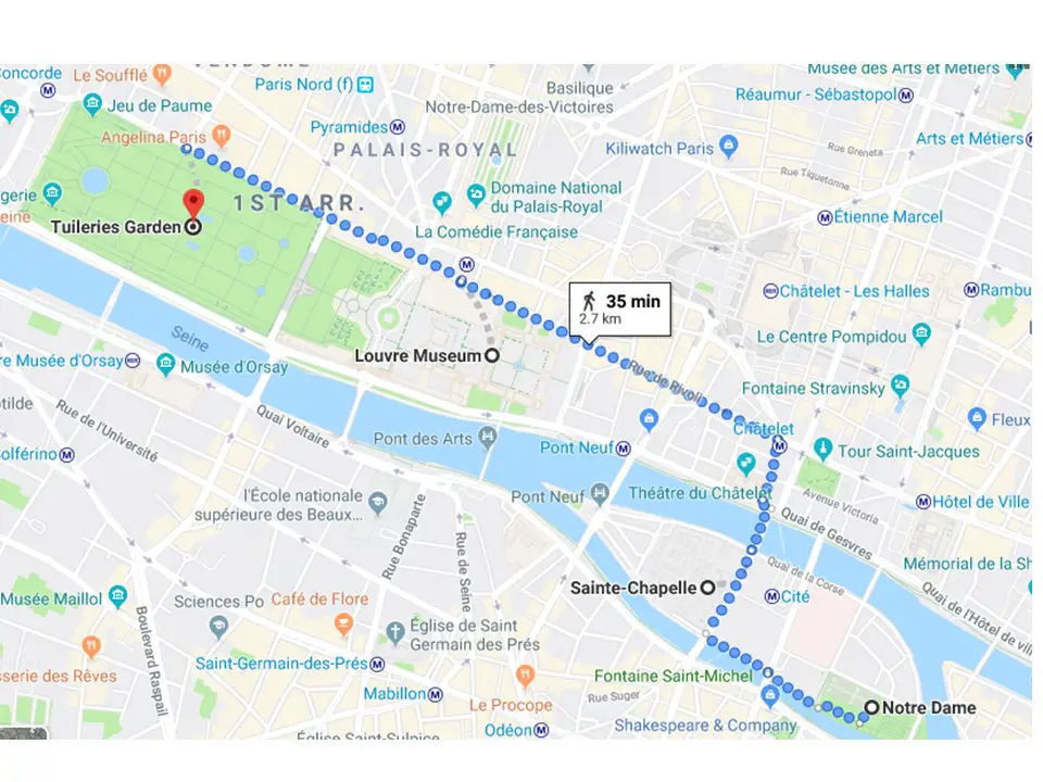 walking map of Paris including Notre Dame