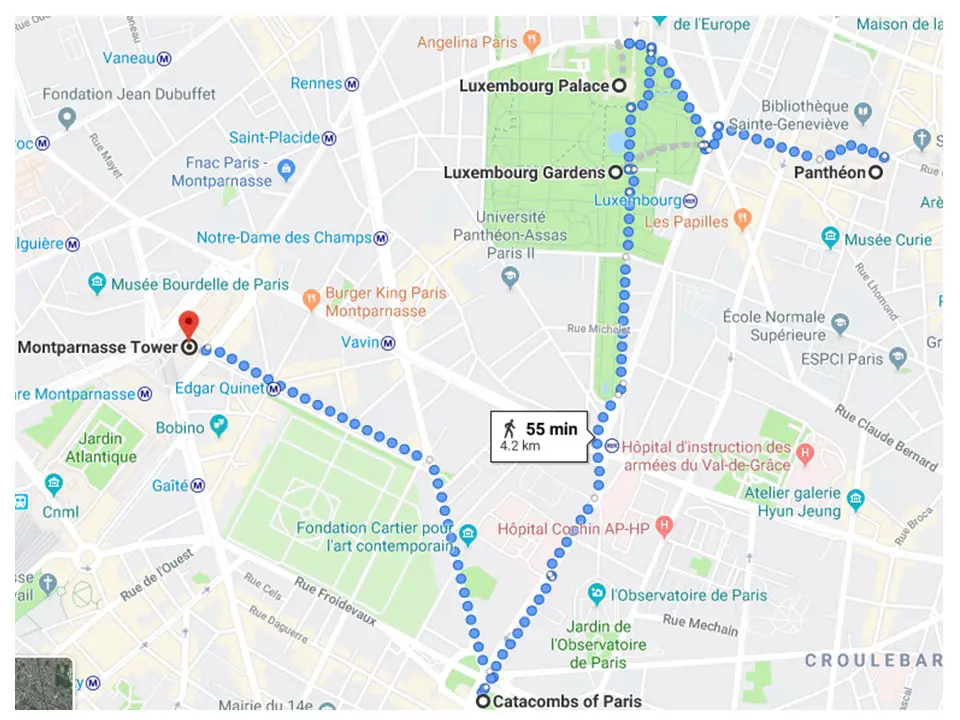 walking map of Paris