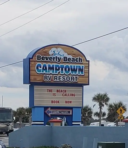 sign for Beverly Beach Camptown - beachfront camping in Florida