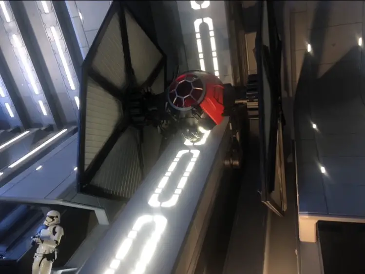 Tie Fighter mounted on the wall at Star Wars Galaxy's Edge