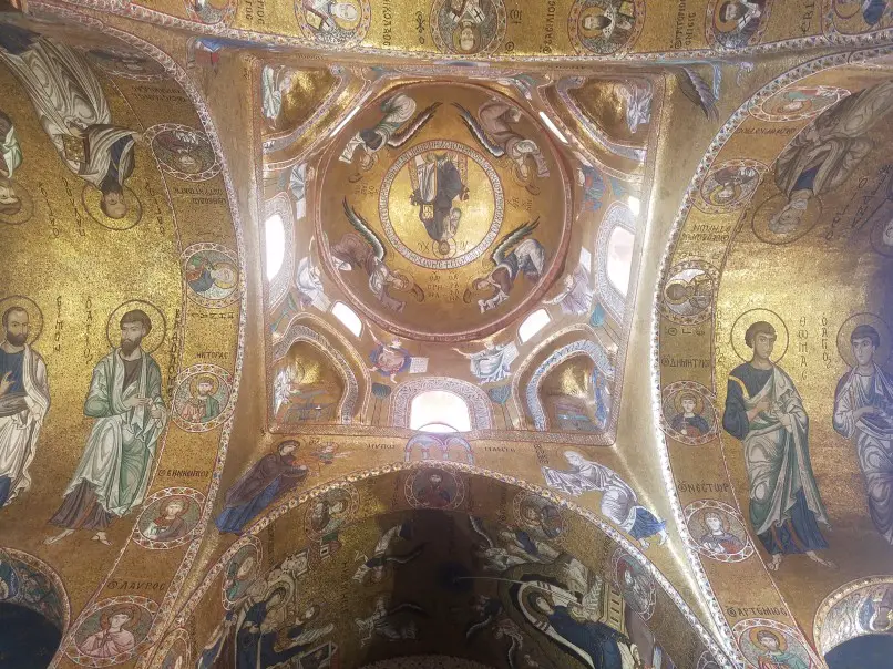 golden dome in a church in Palermo Sicily