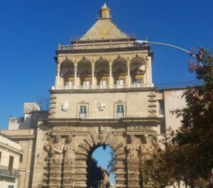 arch in Palermo Sicily with beautiful sculptures on it