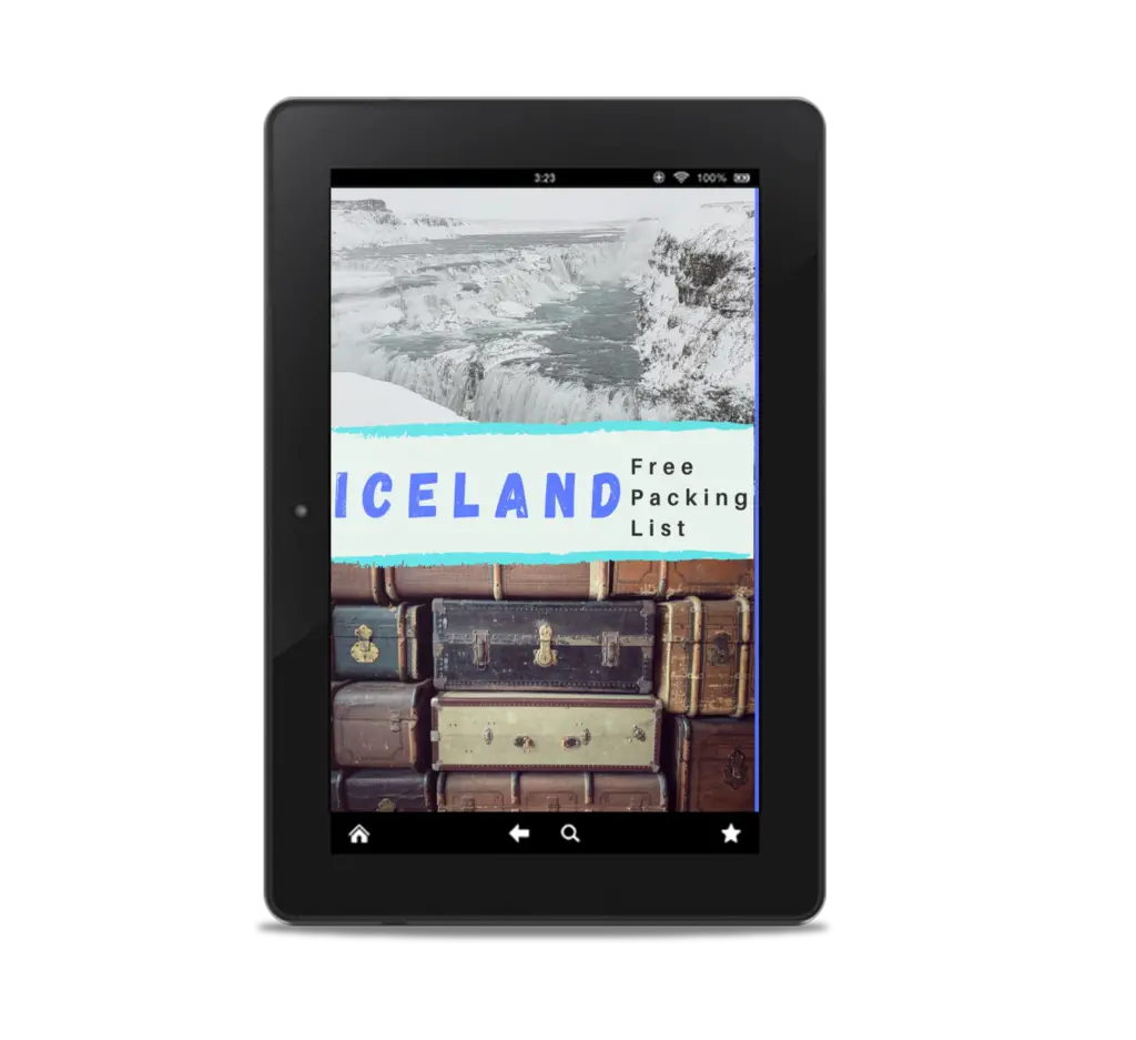 Ipad with Iceland photo and suitcases for packing list