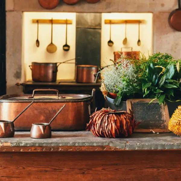 kitchen with pots and pans