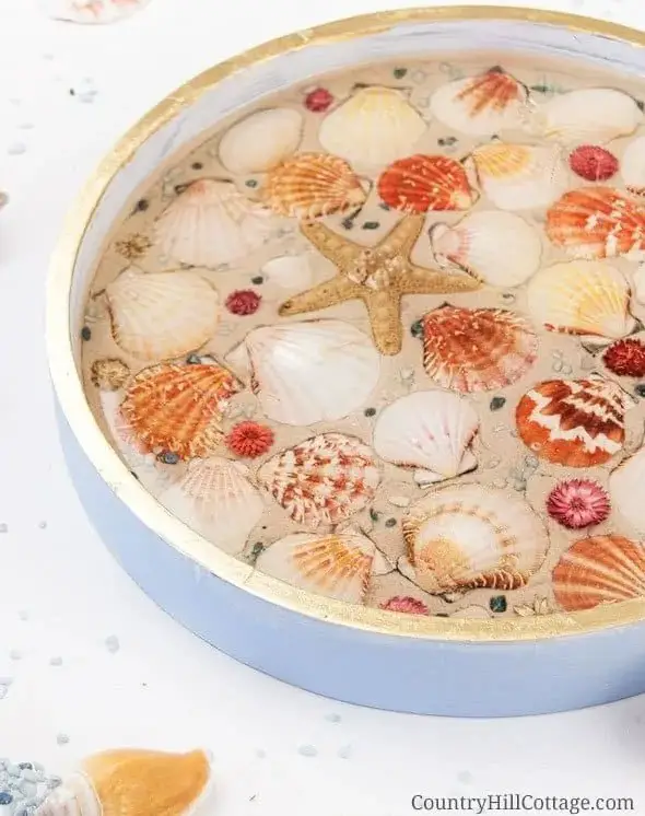 Seashell serving tray - easy seashell craft
