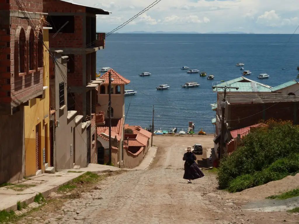 view of street and boat on the lake