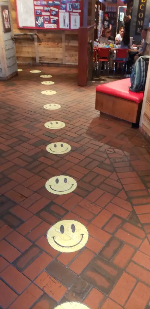 smiley faces on the floor