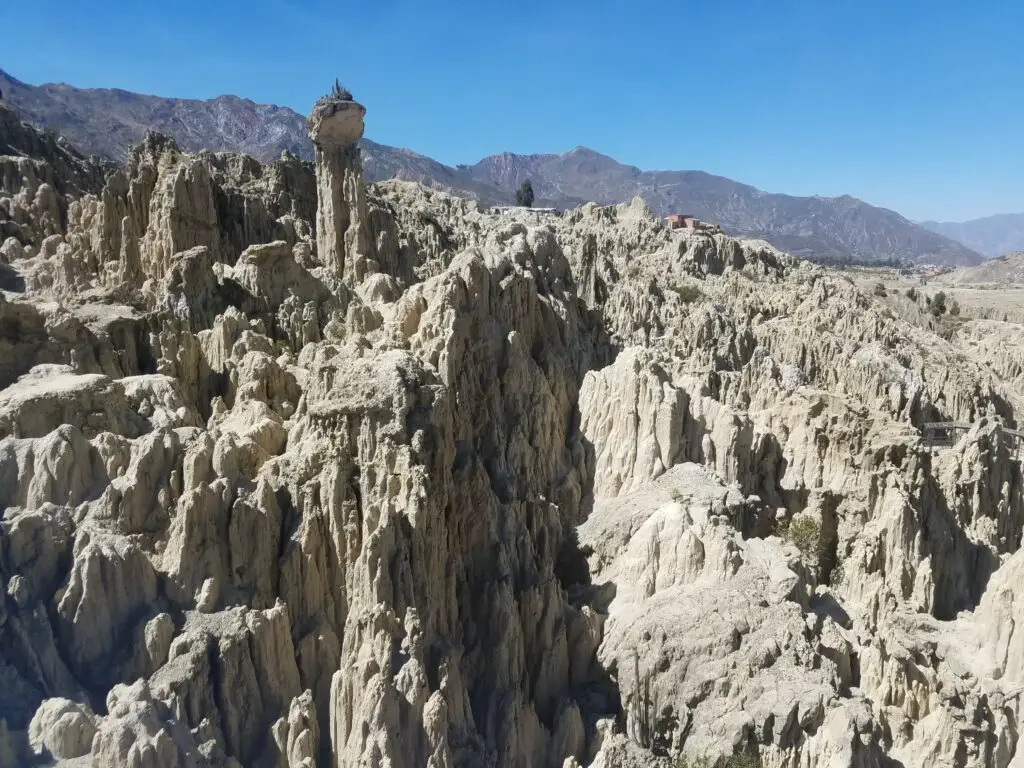 crevasses and peaks at moon valley in la paz