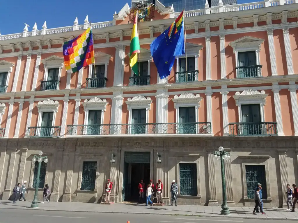 palace with traditionally dressed guards