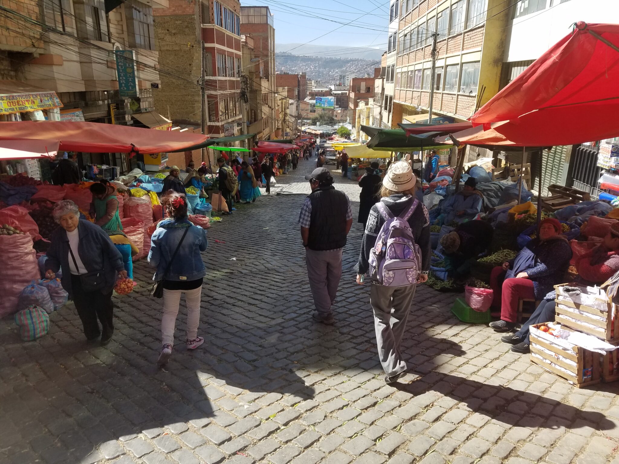walking along the La Paz markets