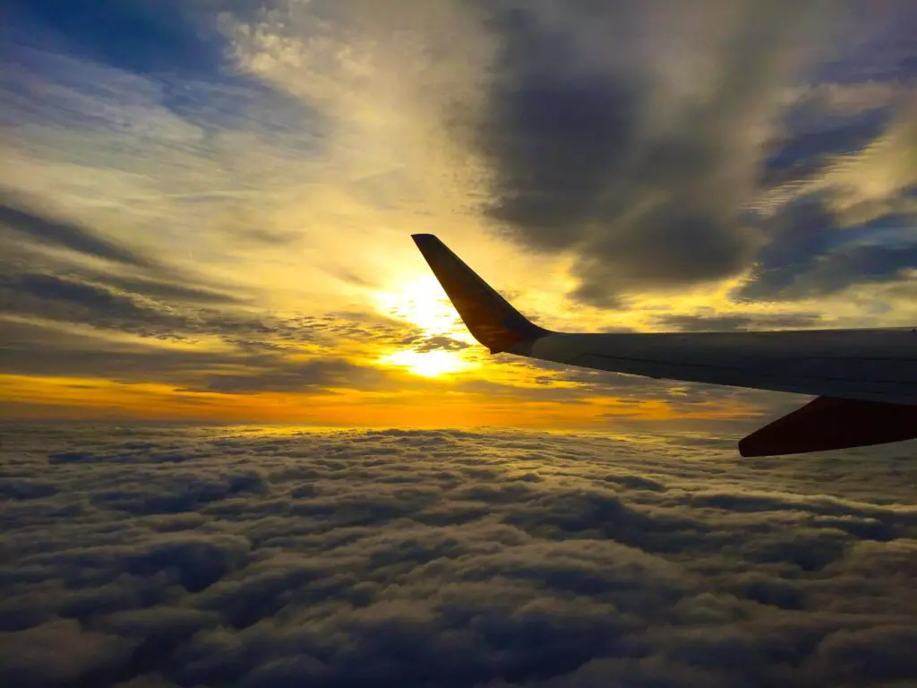 airplane wing in the sky