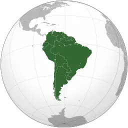 world globe with South America highlighted