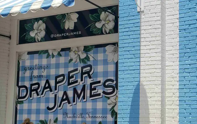 Draper James window on 12 South in Nashville