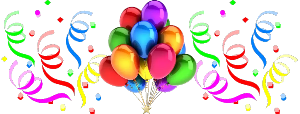 birthday ribbons and balloons