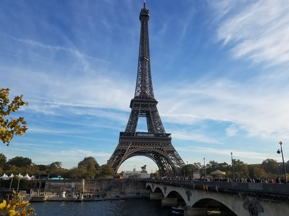 Eiffel Tower with blue sky