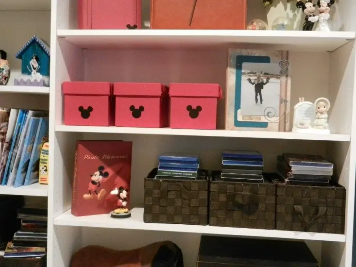 hidden Mickeys in bookshelf for Disney at Home