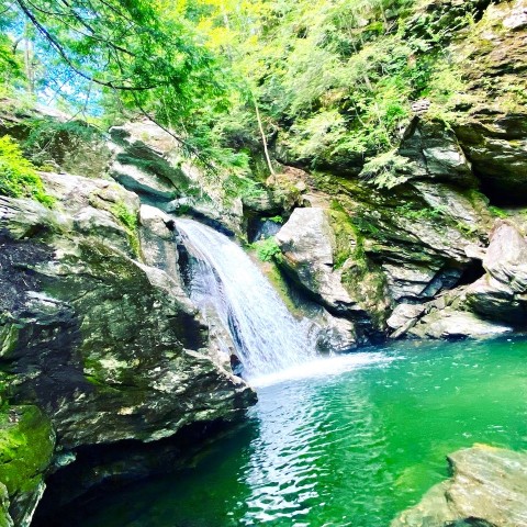 waterfall in Stowe Vermont on a grownup getaway