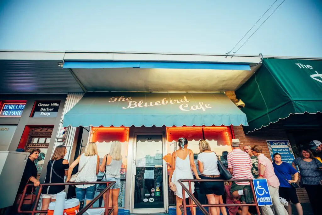 people in front of Bluebird Cafe in Nashville