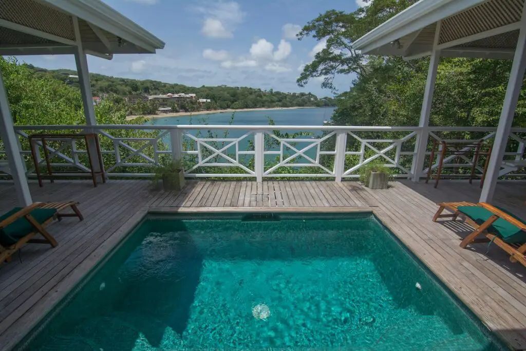 pool overlooking the sea at Licorish by the sea - Guest houses in Tobago with swimming pool