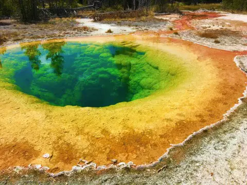 Pretty colors in a hot spring called Morning Glory at Yellowstone National Park
