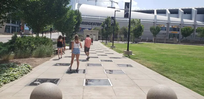 standing among the plaques and stars Music City Walk of Fame in Nashville on a weekend trip to Tennessee