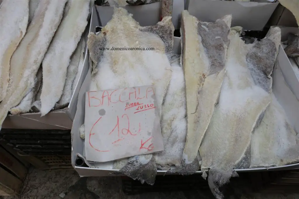 pieces of fish - Baccalà at the Palermo Street food Market