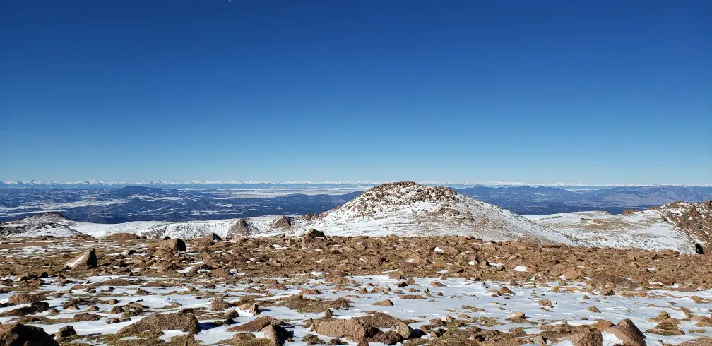 rocks and mountain view at the summit after driving pikes peak