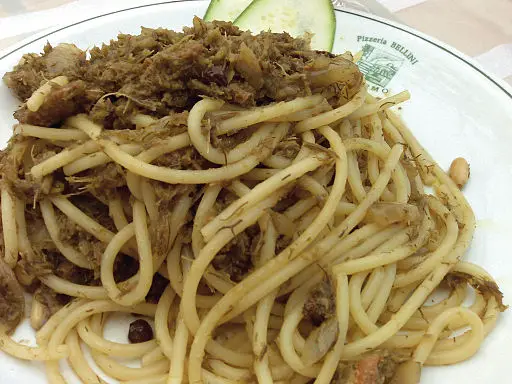 Pasta can le sarde - pasta with sardines on a plate