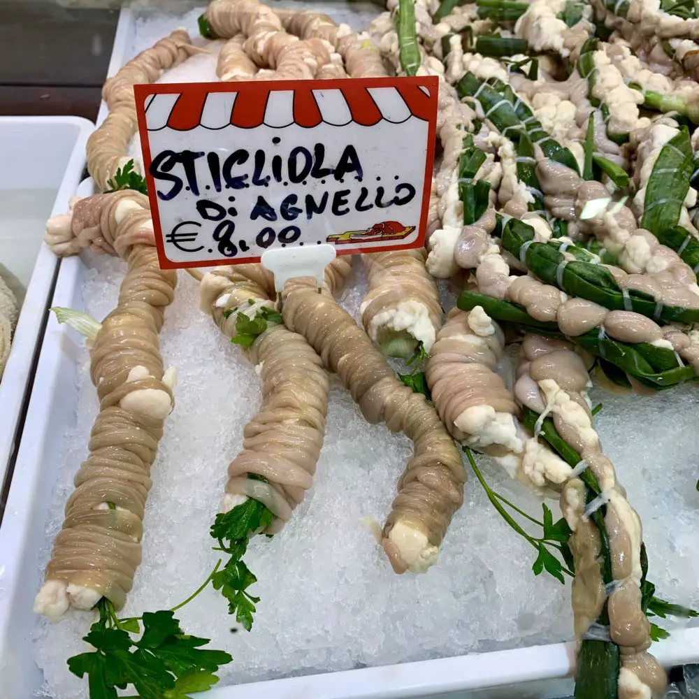 Stigliola for sale at Palermo street market food 