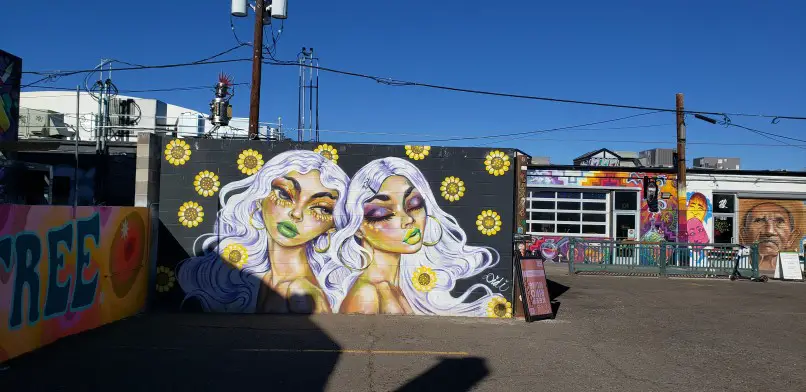 wall mural in Denver - girls with purple hair