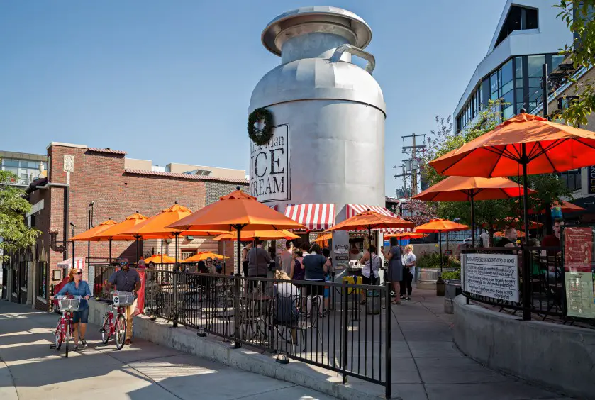 giant milk jug at Little Man Ice Cream in Denver on a 1-day trip