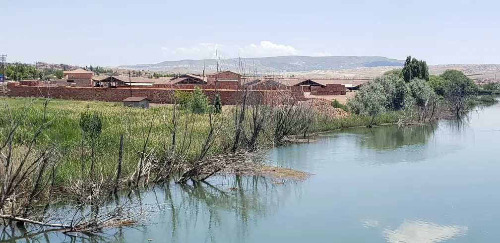 Red clay bricks on the banks of the Red River in Avanos Turkey