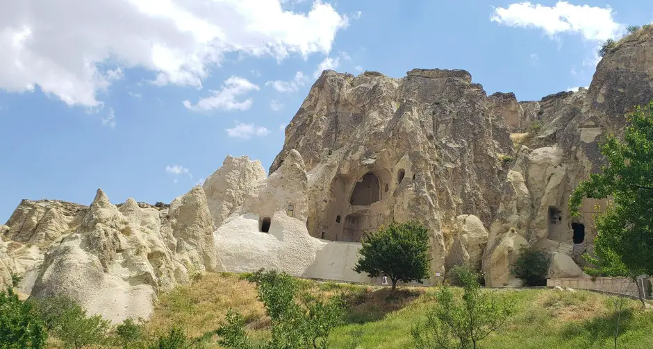 Goreme Museum - rock churches built into side of mountain in Cappadocia