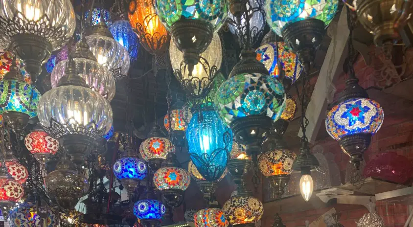 large assortments of colorful turkish lamps to buy in turkey