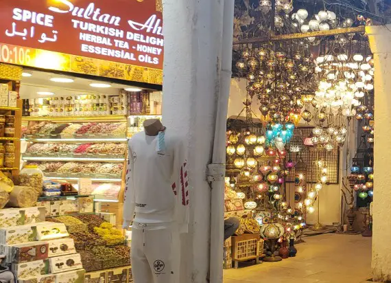 2 shops in the grand bazaar in istanbul with Turkish souvenirs