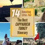 Riding a camel, hot air ballooning, Cappadocia scenery, turkey flag