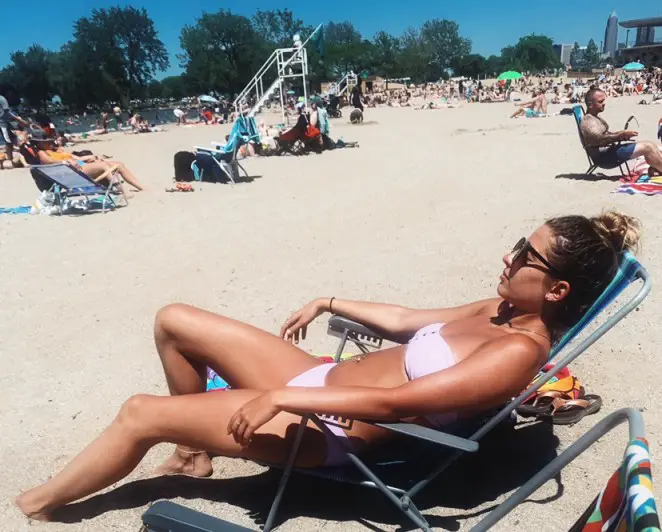 sunbathing at Edgewater beach in Cleveland ohio