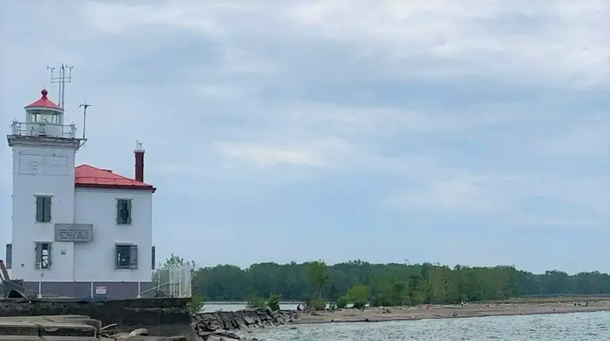 lighthouse and ohio beach along lake erie