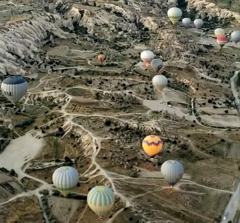 Taking off for hot air ballooning in Cappadocia Turkey
