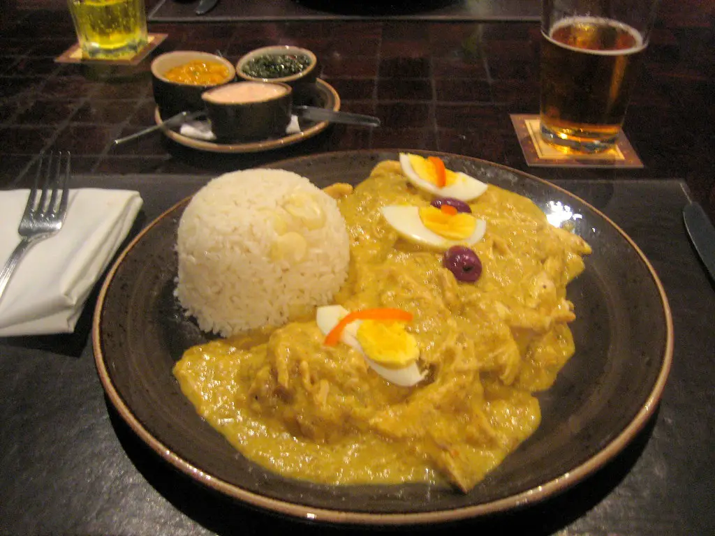 plate on table with Aji de Gallina Peru-food to try