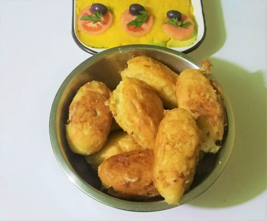 bowl of potato-shaped Homemade Papa Rellono Traditional food from Peru