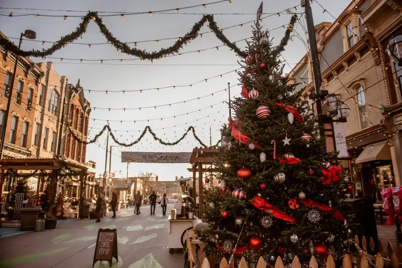 Larimer Square in Denver in December in winter during the holidays