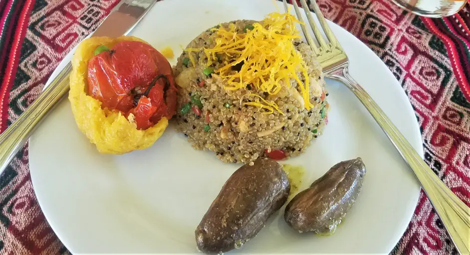 plate of food with Quinoa - peru traditional foods at Parwa Restaurant