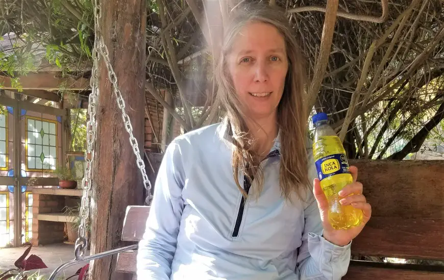 Relaxing with popular peruvian drink Inca Kola