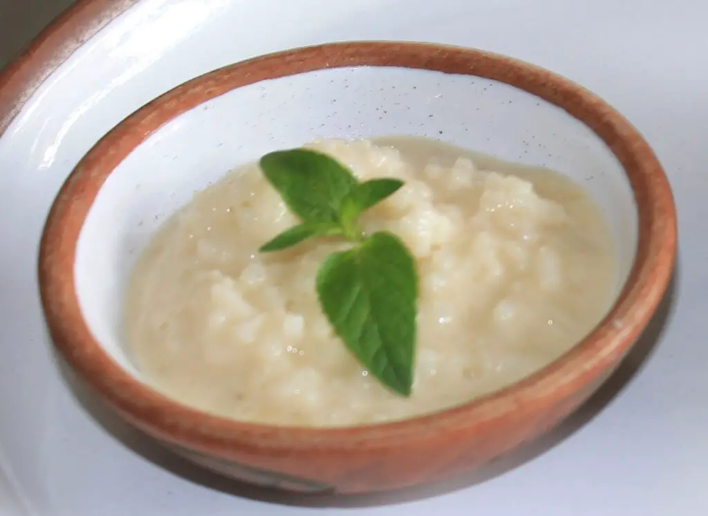 bowl of Traditional Peruvian Rice pudding - authentic food from Peru